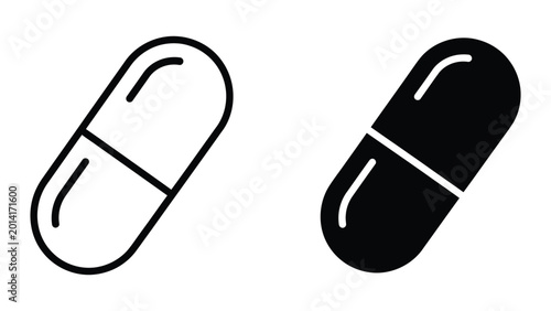 Simple black and white capsule pill icon pair