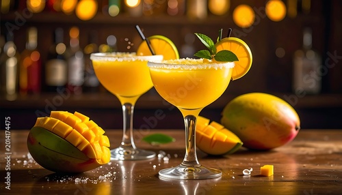 Sunny tropical mango drinks