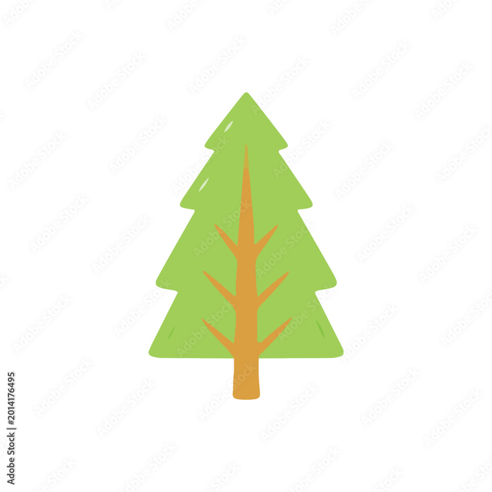 Fototapeta premium Green Pine Tree Illustration