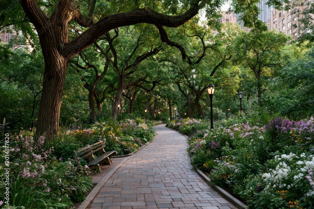Fototapeta premium Tagged Urban Green Space Health Benefits Dramatic Park As