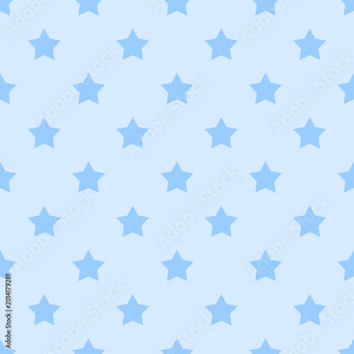Cute blue stars seamless pattern Flat pastel vector background for kids