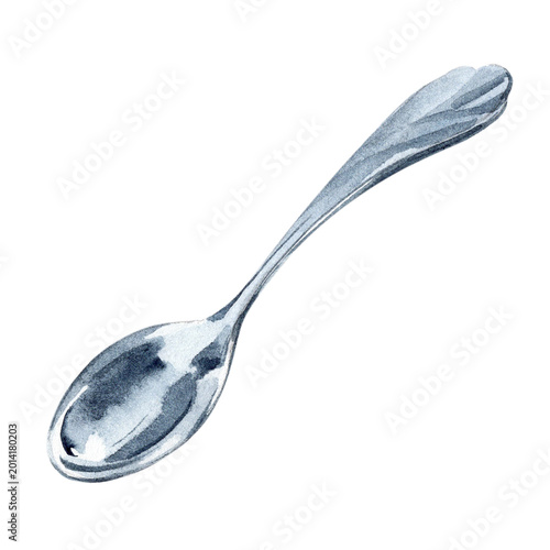 Stainless spoon watercolor illustration