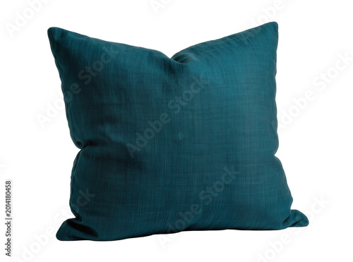 Fotografie Isolated dark teal throw pillow with rich textured fabric for home decor comfort