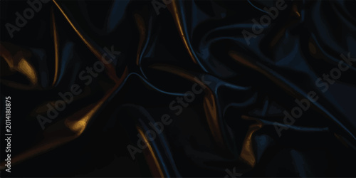 Schilderij op canvas Dark silk fabric with golden light reflections and folds home decor material