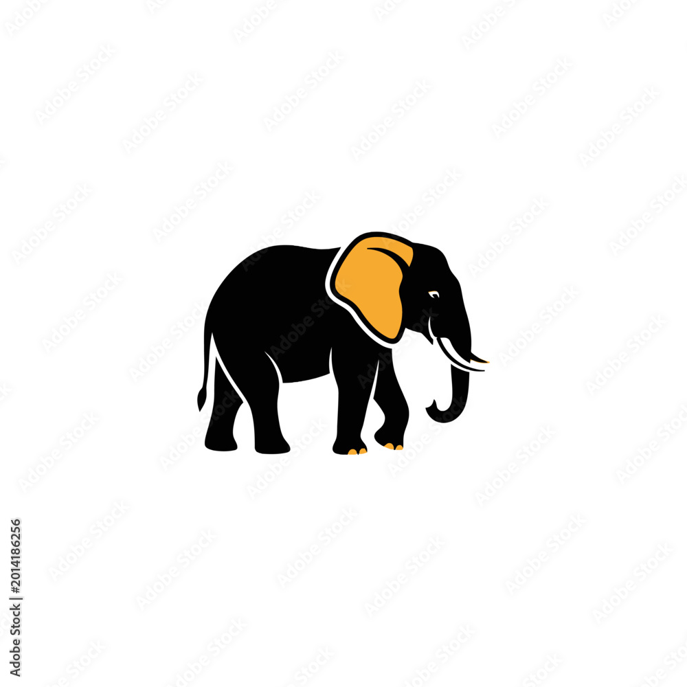 Fototapeta premium Black Elephant with Orange Ears.