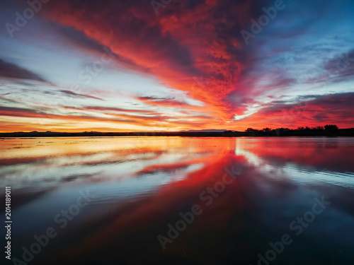 Bosque del Apache, San Antonio, sunset over water.