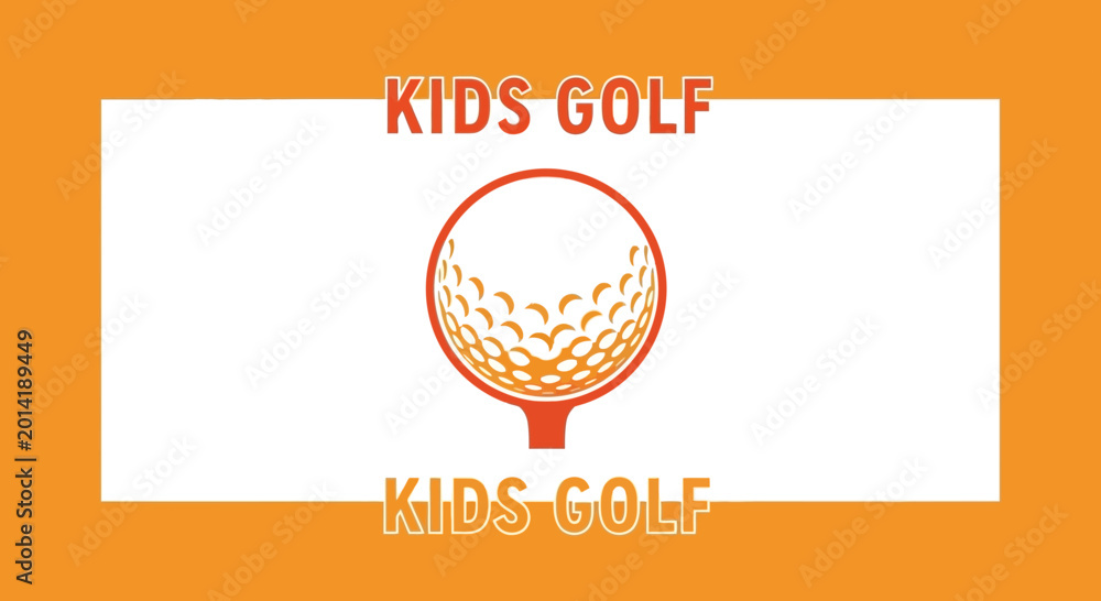 Fototapeta premium Kids Golfing Logo: Bright Orange Design With Simple Typography And Golf Ball Icon