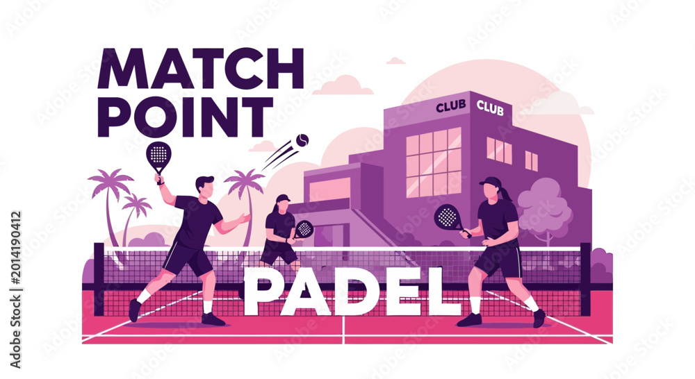 Obraz premium Match Point Padel Game Illustration Depicting Sport Activities And Building Club Design