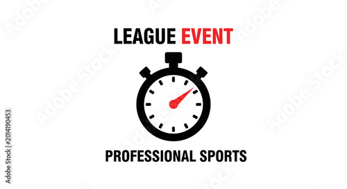 League Event Timing, Professional Sports Icon Illustrating Performance and Clock Concepts