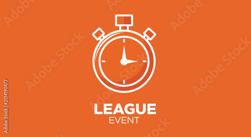 League Event Timer Featuring A Stopwatch Logo On A Bold Orange Background