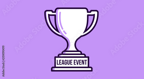 League Event Trophy Illustration: Iconic Championship Award on a Vibrant Purple Background