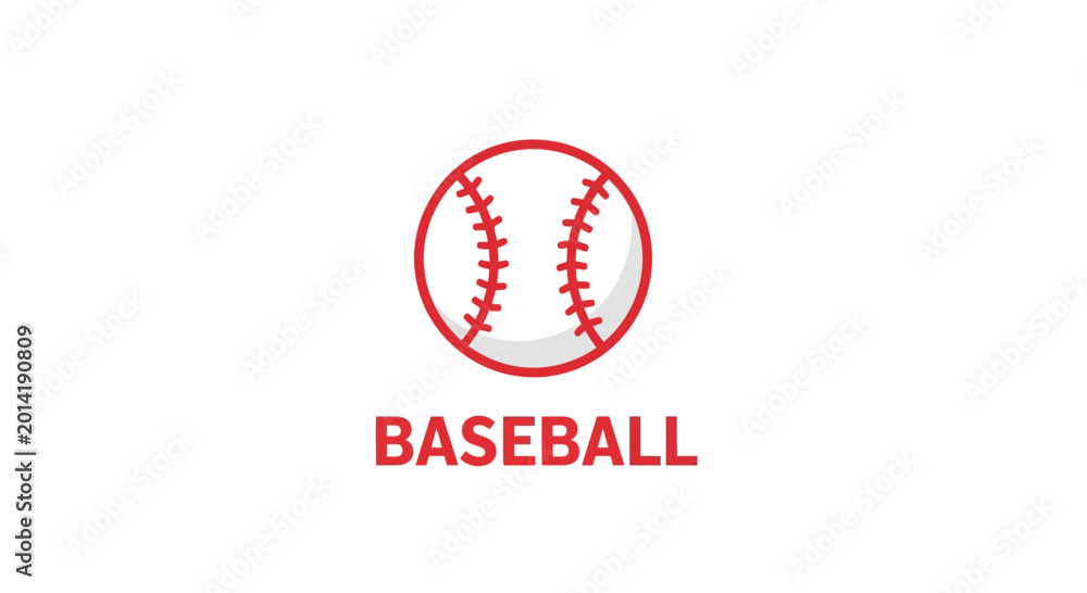 Fototapeta premium Minimalist Baseball Emblem for Logos and Graphic Designs, Isolated on White Background