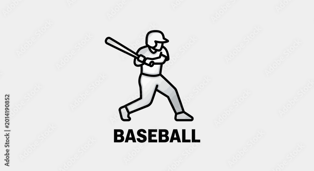 Fototapeta premium Minimalist Baseball Player Silhouette Icon Emblem Suitable For Sport Related Design
