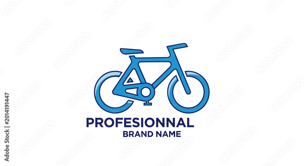 Fototapeta premium Minimalist Bicycle Logo Concept Design in Blue for Professional Brand Identity