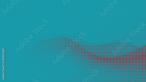 Slika na platnu Illustration of A red bird in flight against a teal background.