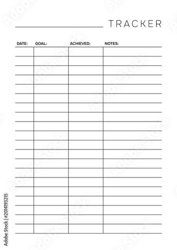Minimalist Business Goal Tracker Template A4 Table Layout for Professional Task Auditing and Achievement Monitoring