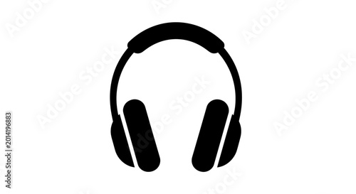 Black Headphones on White Background.