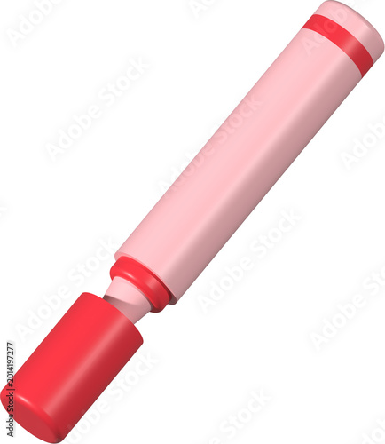 Red Coloring Marker With Cap Off, Red Marker Pen Illustration