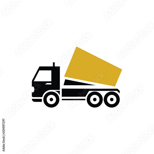 Truck, dump truck, vehicle, transportation, icon, black and yellow vector, icon, eps,