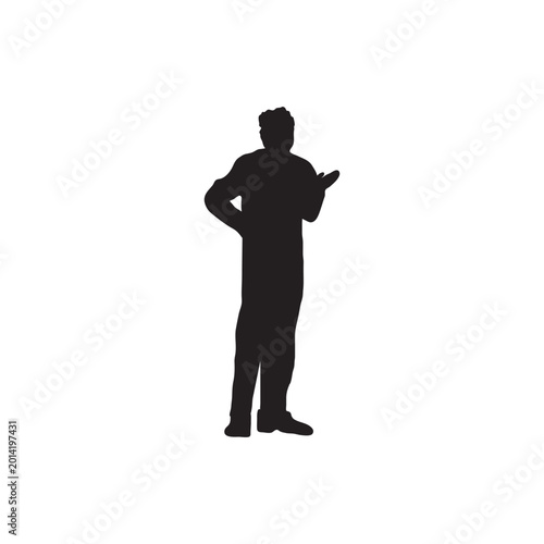 Silhouette, black, man standing, gesturing, isolated vector, icon, eps,