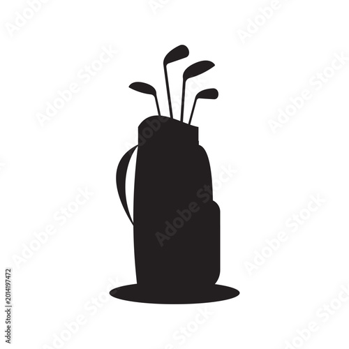 Golf bag, golf clubs, black silhouette, vector icon, sports equipment vector, icon, eps,