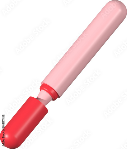 Red Coloring Marker With Cap Off, Red Marker Pen Illustration