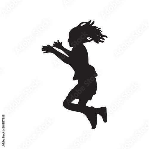 Black silhouette of a happy jumping child, playful kid illustration, energetic youth icon, simple vector graphic vector, icon, eps,