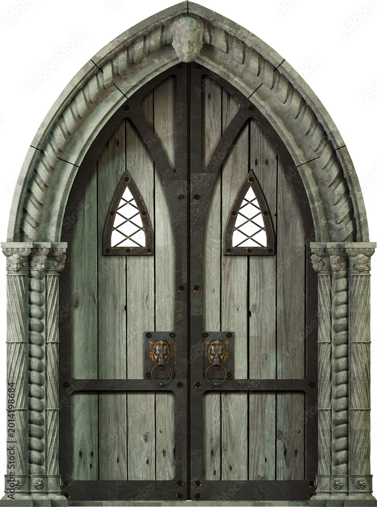 Naklejka premium Set of gothic cathedral window door elements