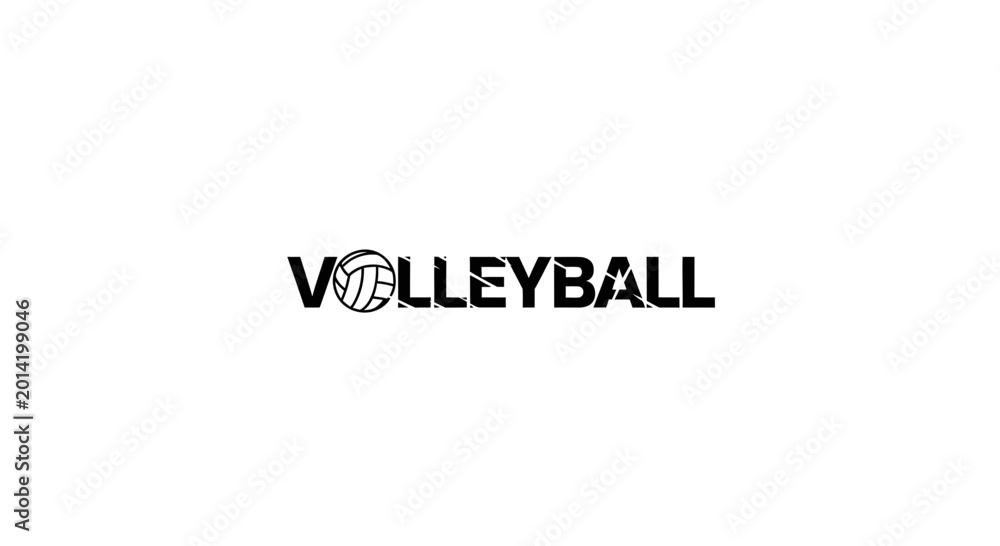 Fototapeta premium Minimalist Volleyball Design Featuring Textured Lettering Against Plain White Background