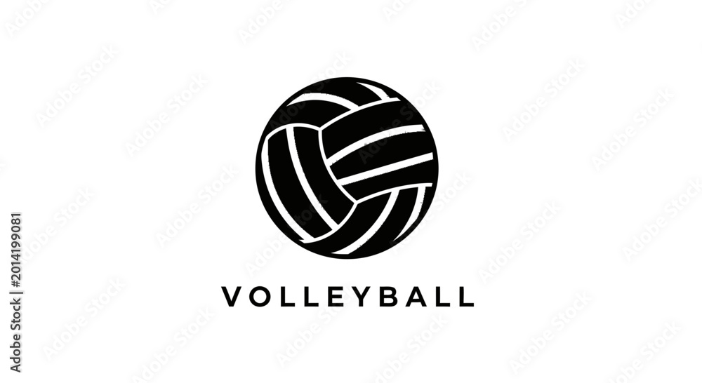 Fototapeta premium Minimalist Volleyball Design: Stylish Emblem in Black and White Sport Illustration