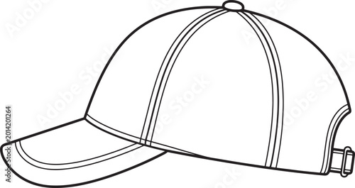 Cuadro en lienzo Line of a baseball cap with strap adjustment also transparent background, line b