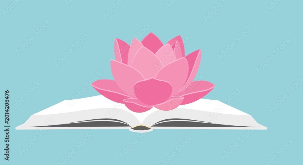 Φωτογραφία Pink lotus flower blooming from open book, symbolizing knowledge and spiritualit