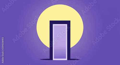 Tableau sur toile Mysterious Doorway to Another Dimension with Glowing Sun and Cosmic Aura