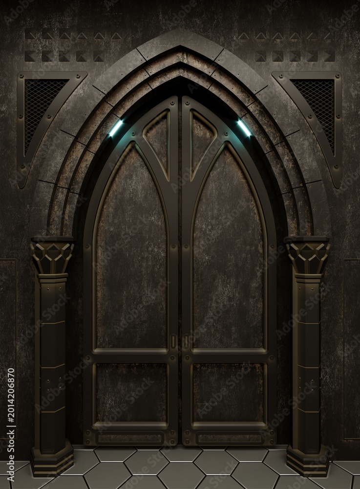 Naklejka premium Gothic Arcade Rusted Metal Cyberpunk