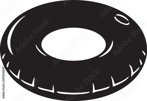 Silhouette of an inflatable pool float (donut shape)