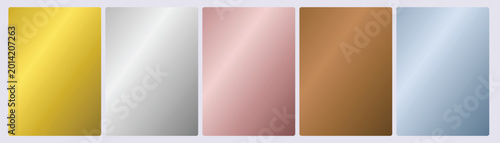 Tableau sur toile Set of five metallic sheen cards in matte gold brushed titanium warm rose aged c