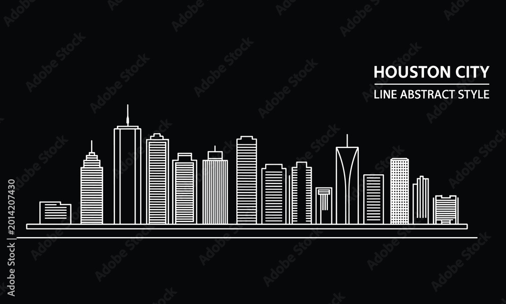 Fototapeta premium Minimalist houston skyline silhouette with abstract style