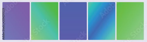 Photos Set of five solar gradient cards in violet purple neon green turquoise indigo bl