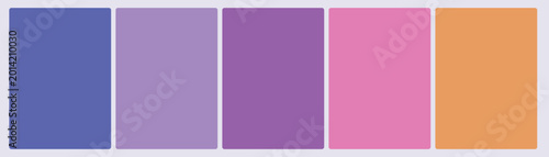 Set of five dusk tone color swatch cards in indigo lilac and amber