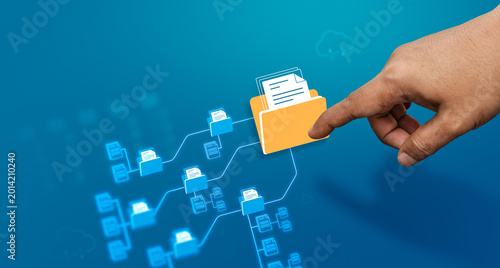 Fotografía Cloud file storage, Digital document management system with file organization wo