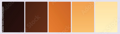 Foto Set of five sunset amber gradient cards in dark umber sienna copper orange golde