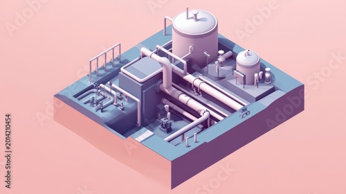 Underground sewer system illustration showing pipes and tanks in a clean cutaway format with space for text