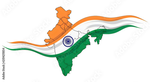 Happy independence day india celebrations with tricolor flag and map
