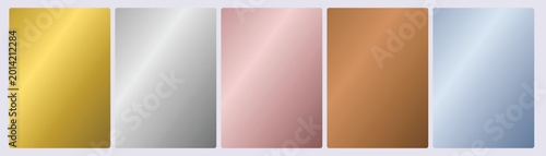 Bilde på lerret Set of five metallic sheen cards in dark gold pewter gray warm rose rustic coppe