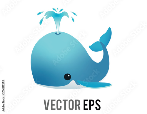 Tableau sur toile Cute cartoon whale icon spouting water in a playful and friendly illustration