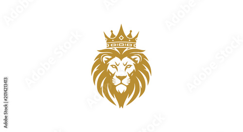 Bild auf Leinwand Golden lion head with crown logo.