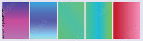 Cuadro en lienzo Set of five mocha gradient cards in deep indigo magenta sky blue emerald teal an