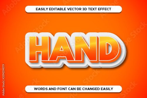 Editable 3d text effect with orange gradient letters