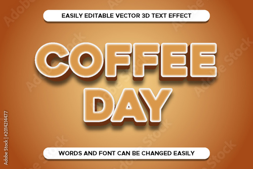Coffee day 3d text effect editable vector graphic