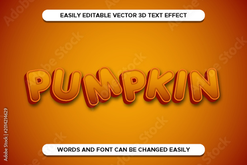 Pumpkin 3d text effect with orange gradient style